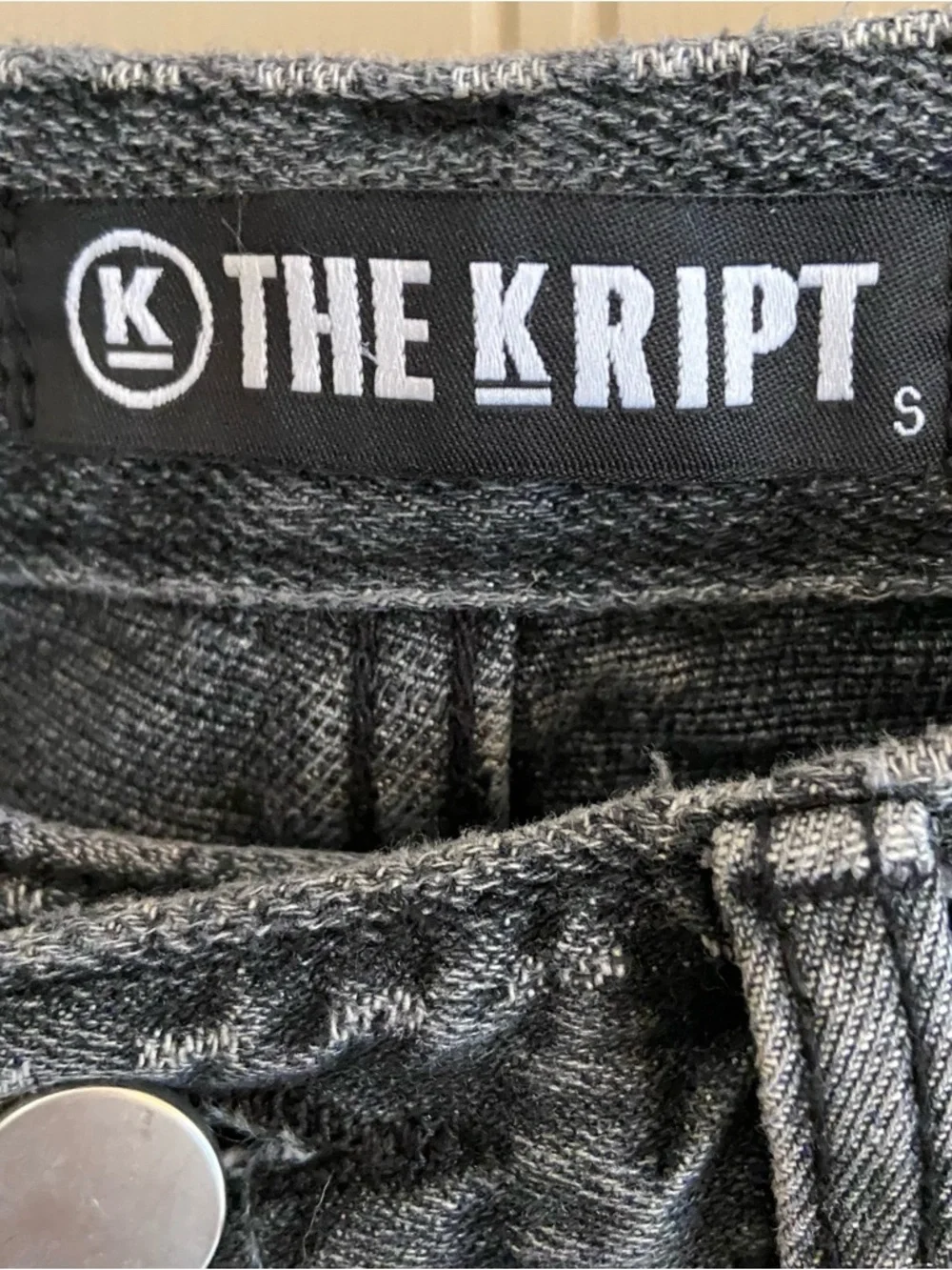 The Kript Super Soft Black Grey Patchwork Wide Leg Jeans Women’s Small 28 - Picture 4 of 4